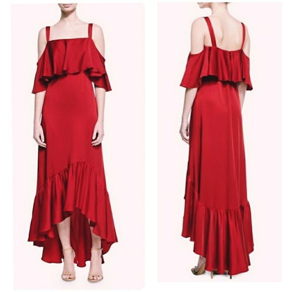 Jill Stuart Dresses & Skirts - Jill Stuard Cold Shoulder Flounce Gown, Pimento